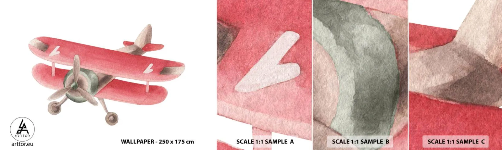 Vzor Fototapety Samolepicí Deluxe Sticker - Připraven na vysoký let - Letadlo, Dětské, Vinobraní - 100x30 cm