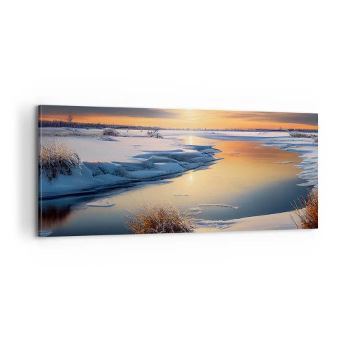 Obraz na plátně - Zimní západ slunce - 100x40 cm