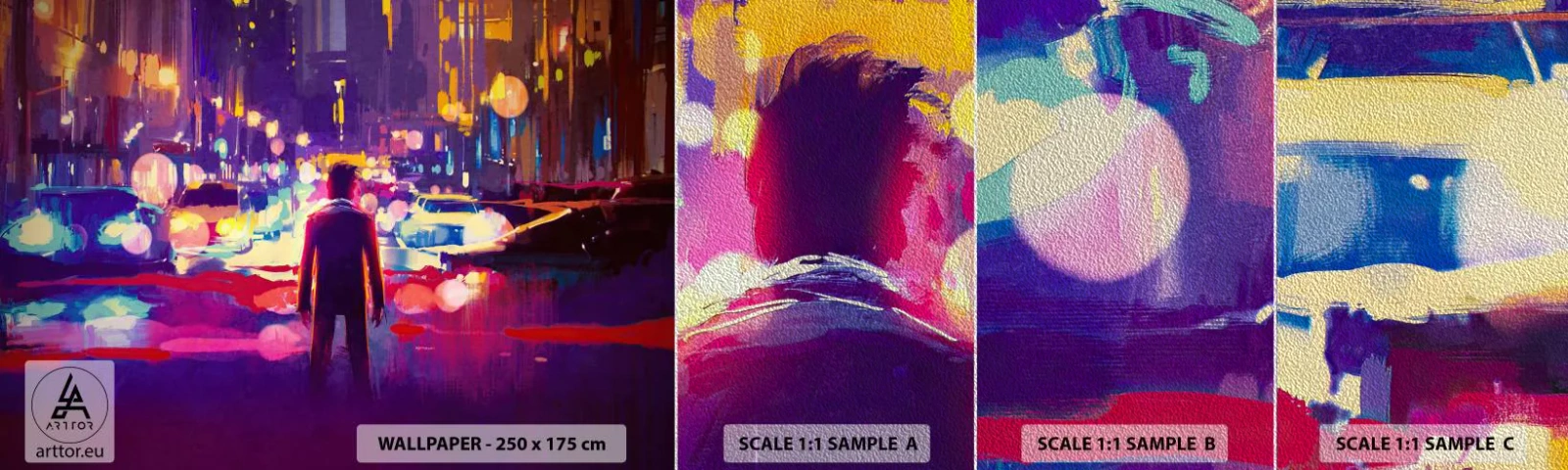 Vzor Fototapety Premium Sand - Ponořený do světla - Město, Muž, New York - 100x30 cm