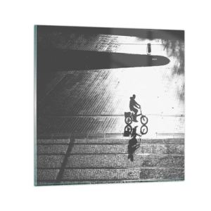 Obraz na skle - Dopředu, přes město - 50x50 cm