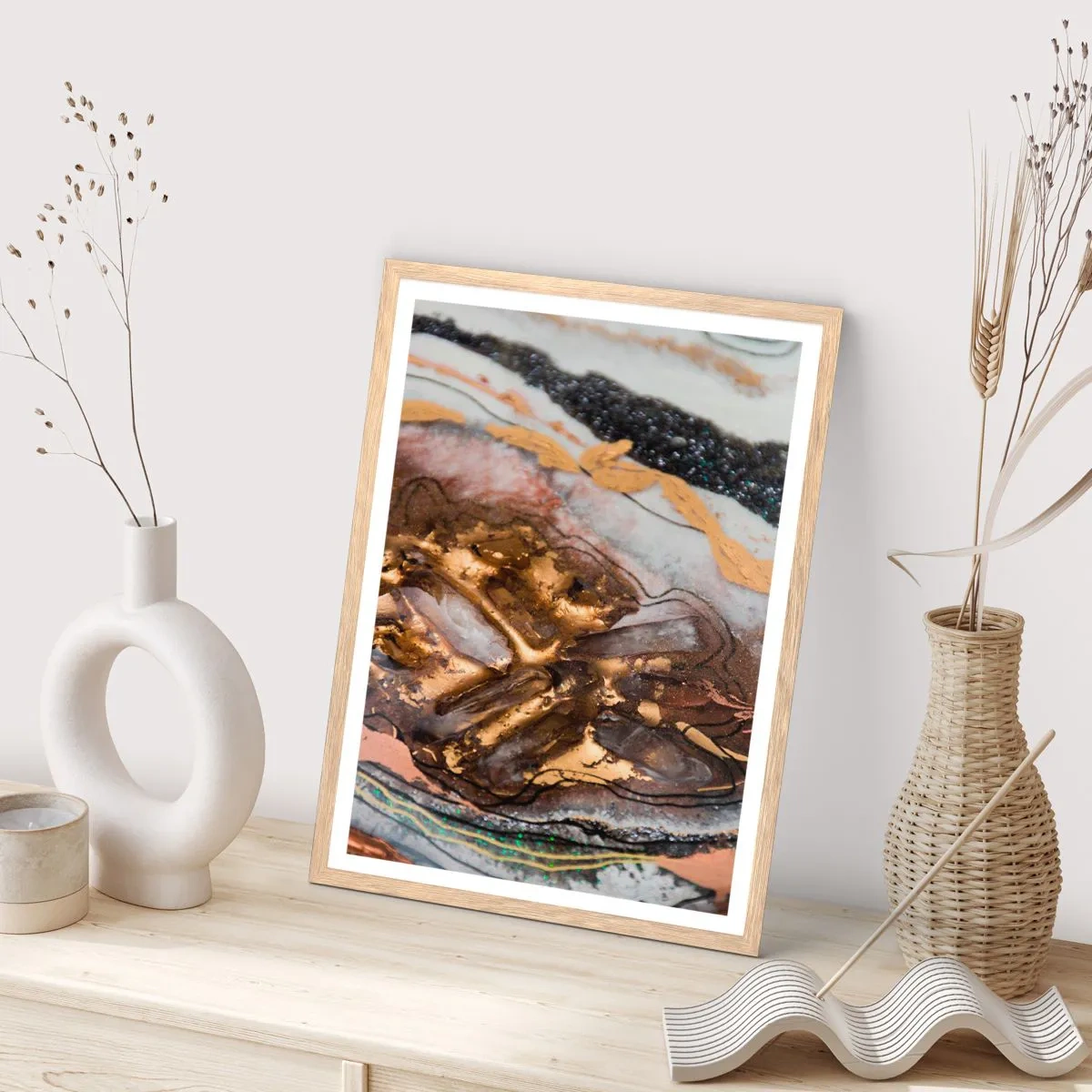 Plakát v rámu světlý dub - Prvek země - 30x40 cm