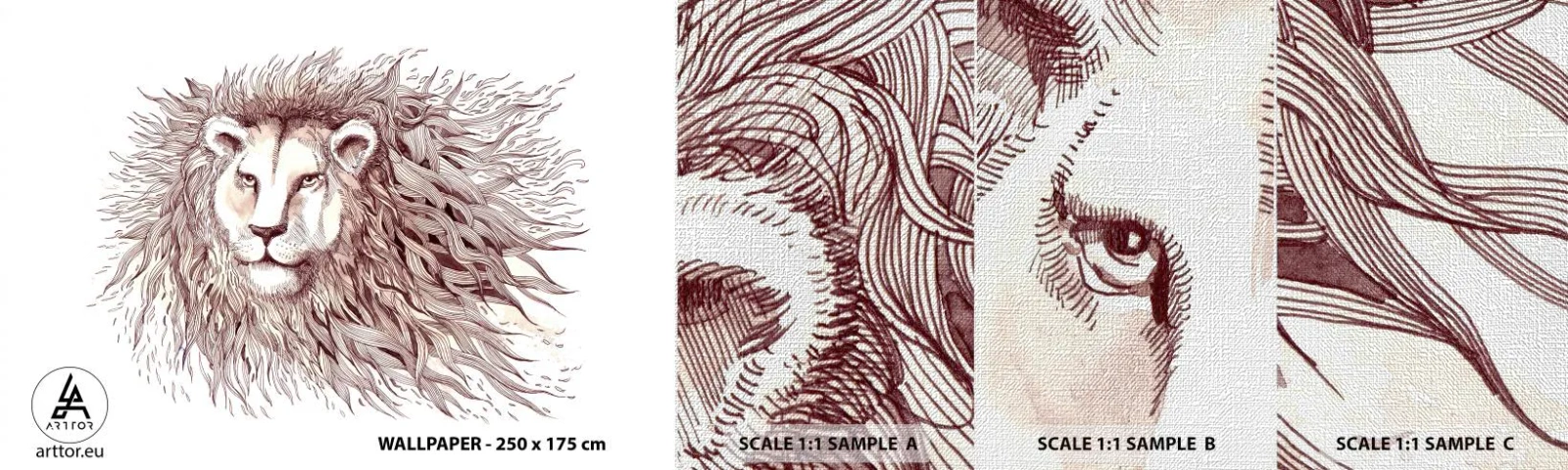 Vzor Fototapety Premium Canvas - Ohnivý vládce - Zvířata, Lev, Abstrakce - 100x30 cm