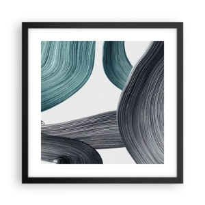 Plakát v černém rámu - Smaragdové a černé vlny - 40x40 cm