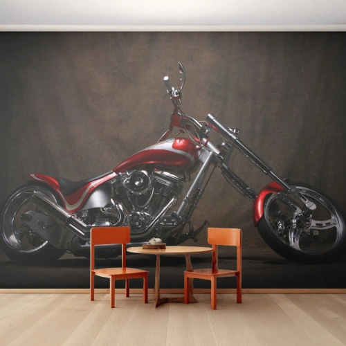 Fototapeta Samolepicí Deluxe Sticker - Červeno-stříbrná krása - Motorka, Vrtulník, Automobilový průmysl - 250x175 cm