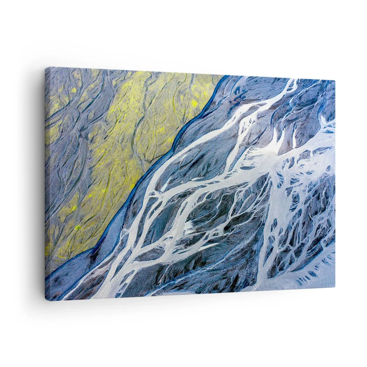 Obraz na plátně - Abstraktní pohled z ptačí perspektivy na meandrující koryta řek - 70x50cm - Jeskynní malby přírody - Moderní nástěnná dekorace do obývacího pokoje a ložnice ARTTOR