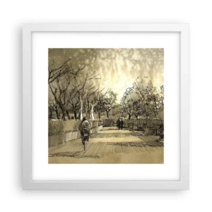 Plakát v bílém rámu - Pírkem zastavený okamžik - 30x30 cm