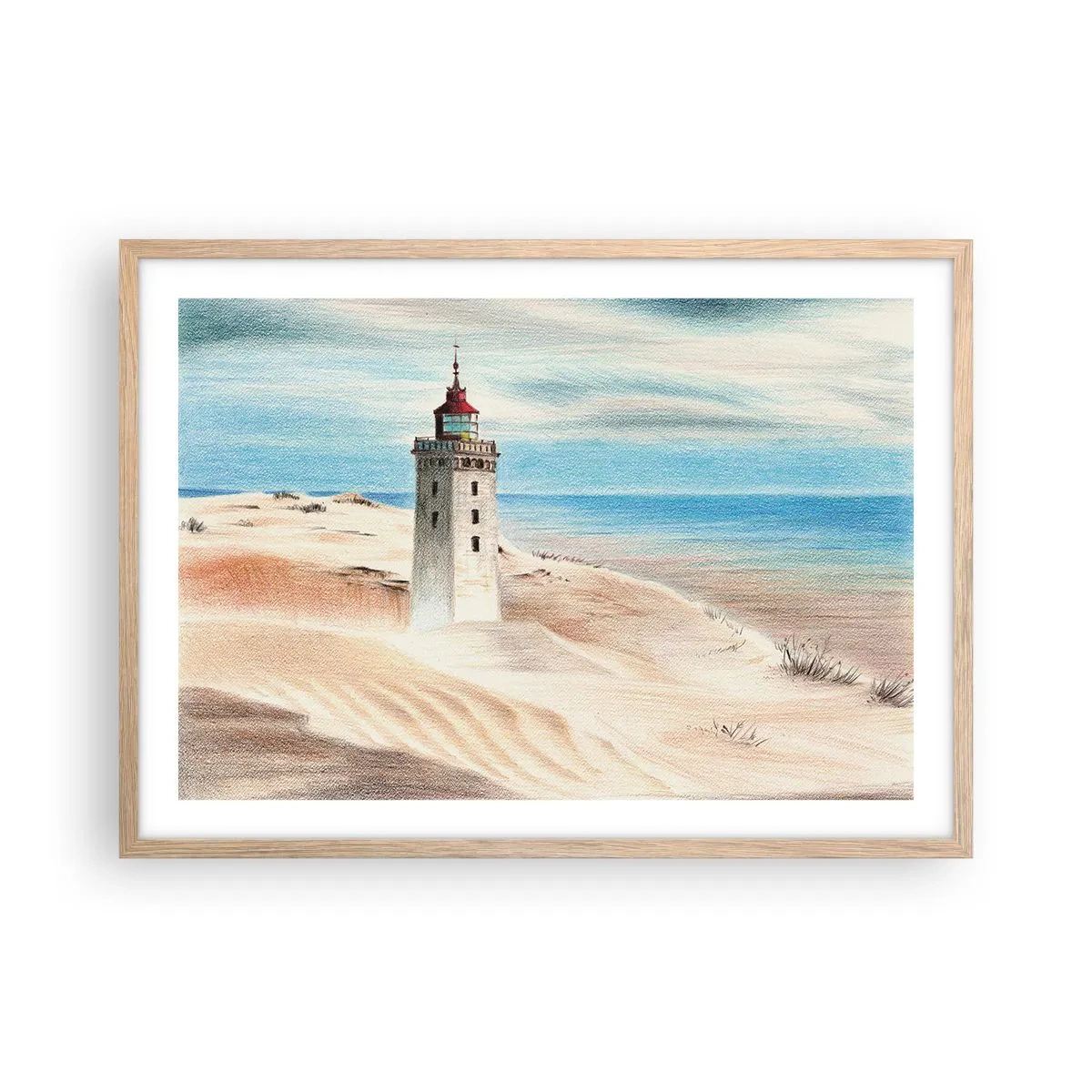 Plakát v rámu světlý dub - Vždy hledí na moře - 70x50 cm