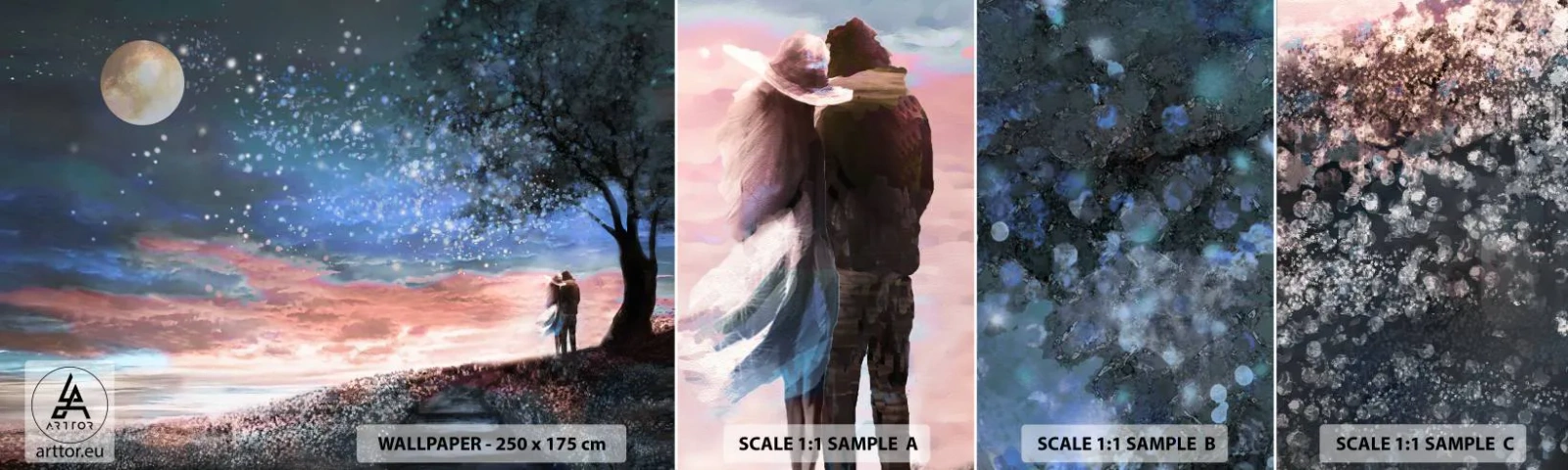 Vzor Fototapety Samolepicí Deluxe Sticker - Hvězdicovité představení - Abstrakce, Krajina, Pár milenců - 100x30 cm