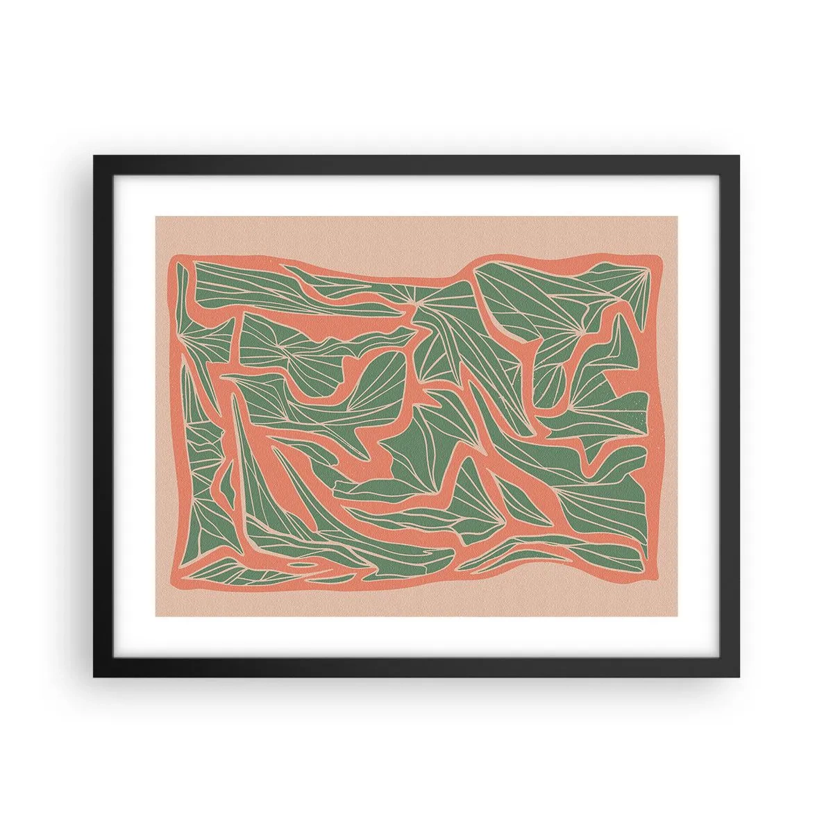 Plakát v černém rámu - Souboj korálů a zeleně - 50x40 cm