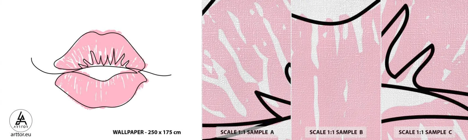 Vzor Fototapety Premium Canvas - Jsi připraven na polibek? - Grafika, Růžové rty, Kus - 100x30 cm