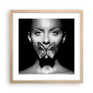 Plakát v rámu světlý dub - Motýlí polibek - 40x40 cm