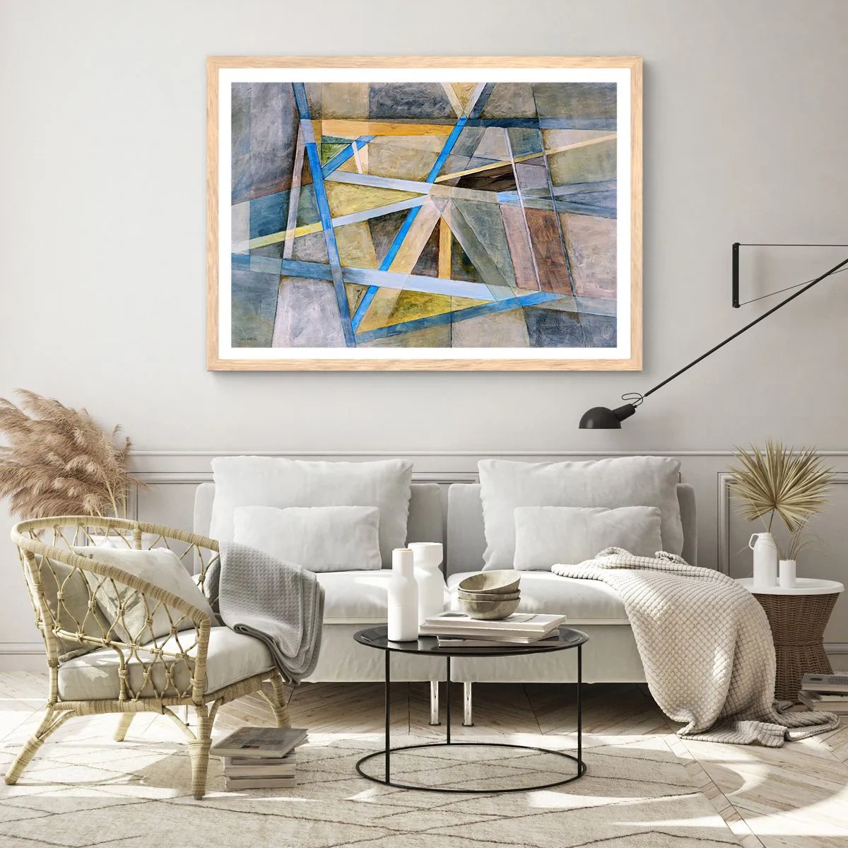 Plakát v rámu světlý dub - Přímo nebo diagonálně? - 91x61 cm