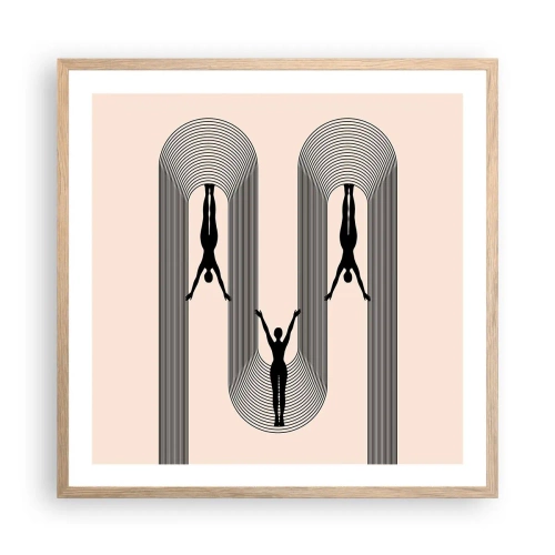 Plakát v rámu světlý dub - Vzhůru nohama - 60x60 cm