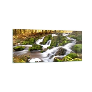 Obraz na skle - Chvatem podzimním lesem - 120x50 cm