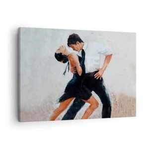 Obraz na plátně - Pár tančící v elegantním a smyslném záběru - 70x50cm - Tango mých tužeb a snů - Moderní nástěnná dekorace do obývacího pokoje a ložnice ARTTOR