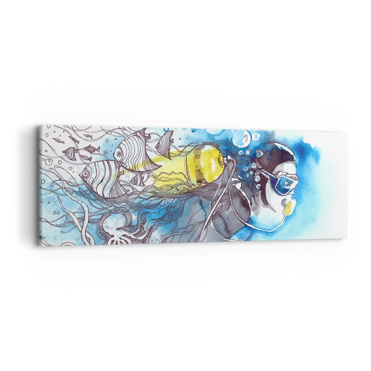 Obraz na plátně - Velká modř - 90x30 cm