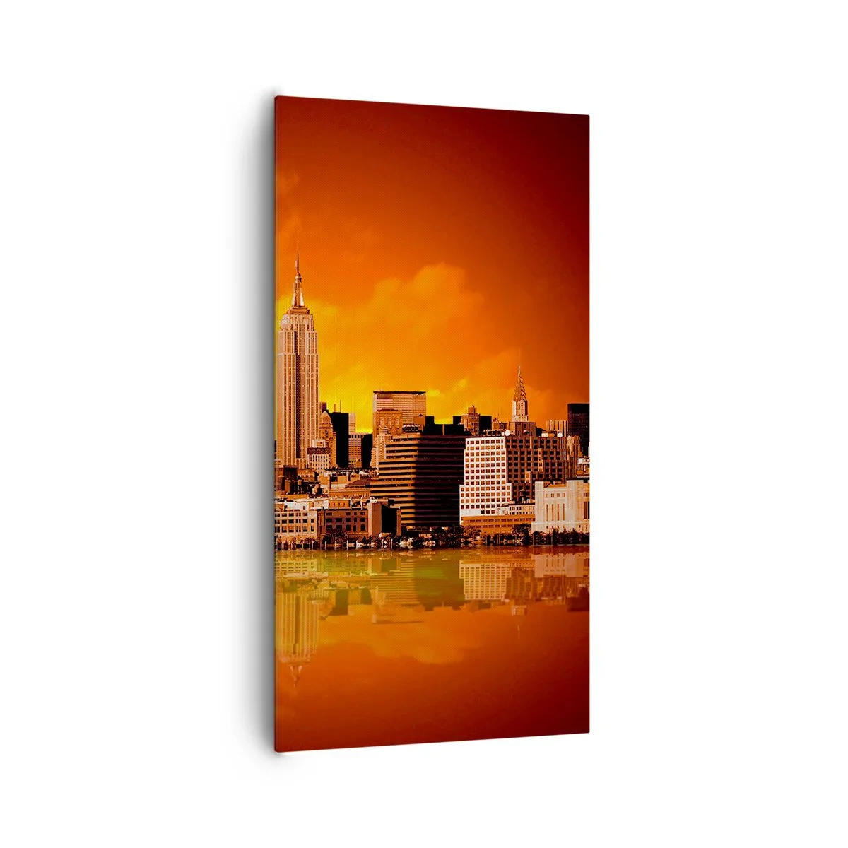 Obraz na plátně - Panorama velkoměsta ve žluté a hnědé - 65x120 cm