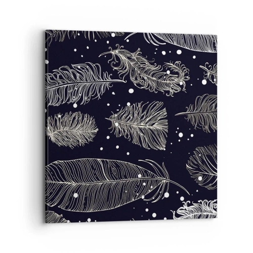 Obraz na plátně - Krajka s peřím - 70x70 cm