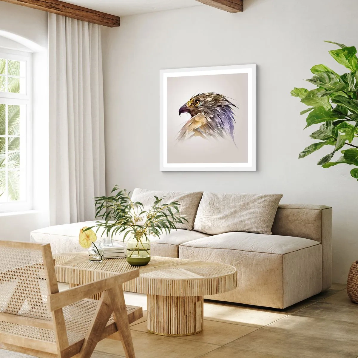 Plakát v bílém rámu - Portrét bojovníka - 50x50 cm