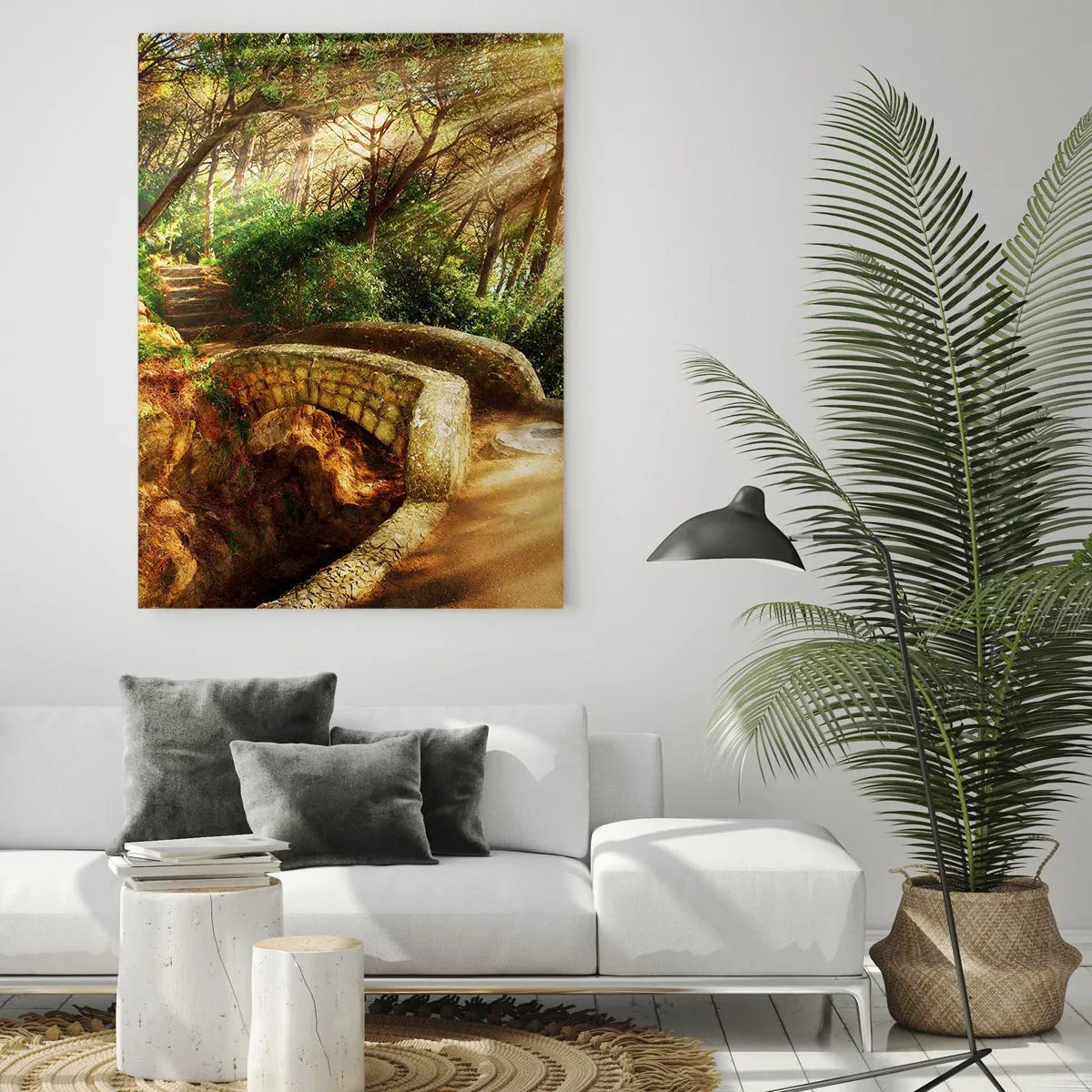 Obraz na skle - Přímo z můstku v pohádkovém lese - 50x70 cm