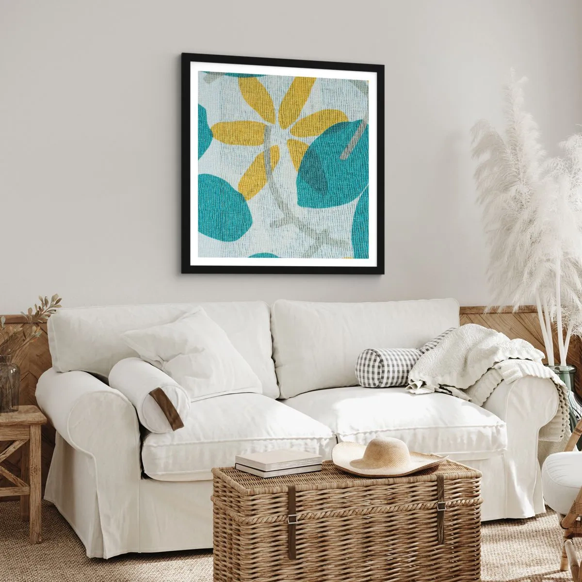 Plakát v černém rámu - Mezi azurovými listy - 60x60 cm