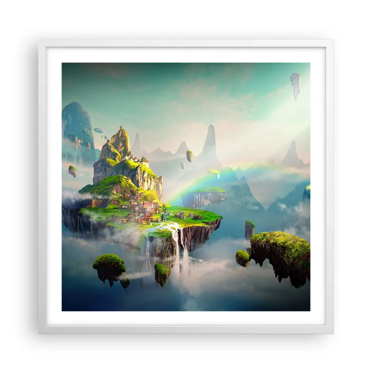 Plakát v bílém rámu - Uprostřed nebe - šťastné ostrovy - 60x60 cm