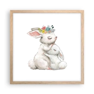 Plakát v rámu světlý dub - Nejlepší je u mámy - 40x40 cm