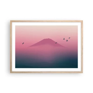 Plakát v rámu světlý dub - Poutníci nad oblaky - 70x50 cm