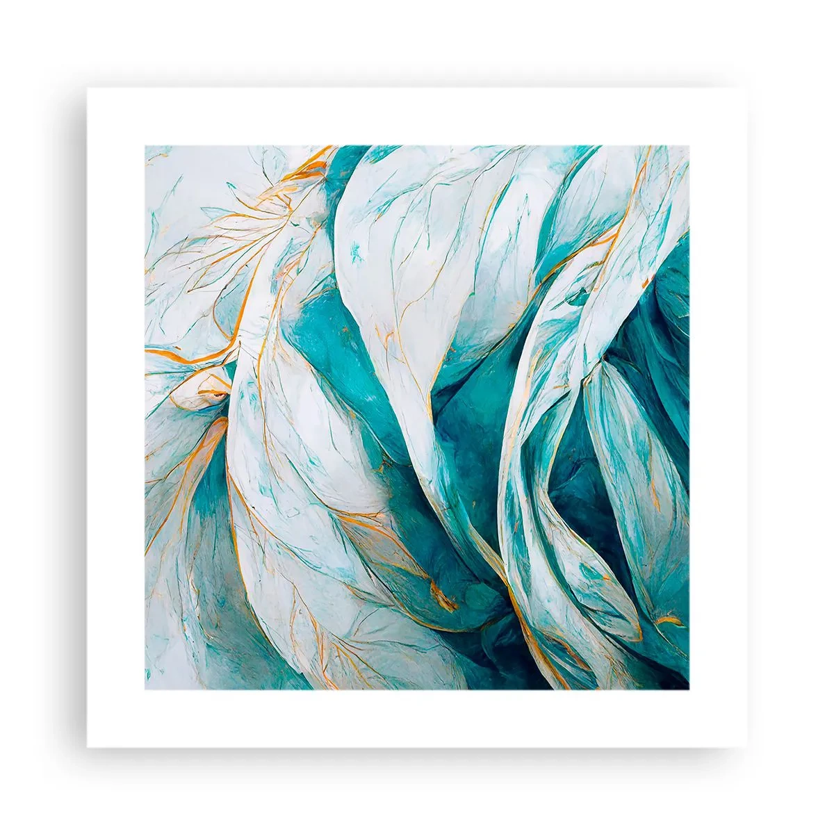 Plakát - Modrá abstrakce se zlatým motivem - 40x40 cm