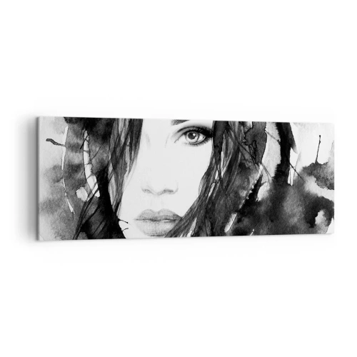 Obraz na plátně - Portrét dámy v černé a bílé - 140x50 cm