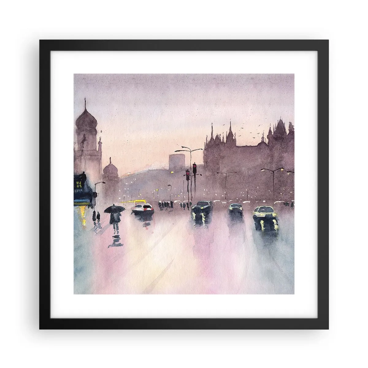 Plakát v černém rámu - V deštivém oparu - 40x40 cm