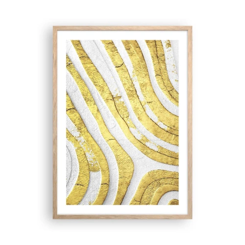 Plakát v rámu světlý dub - Kompozice v bílé a zlaté - 50x70 cm