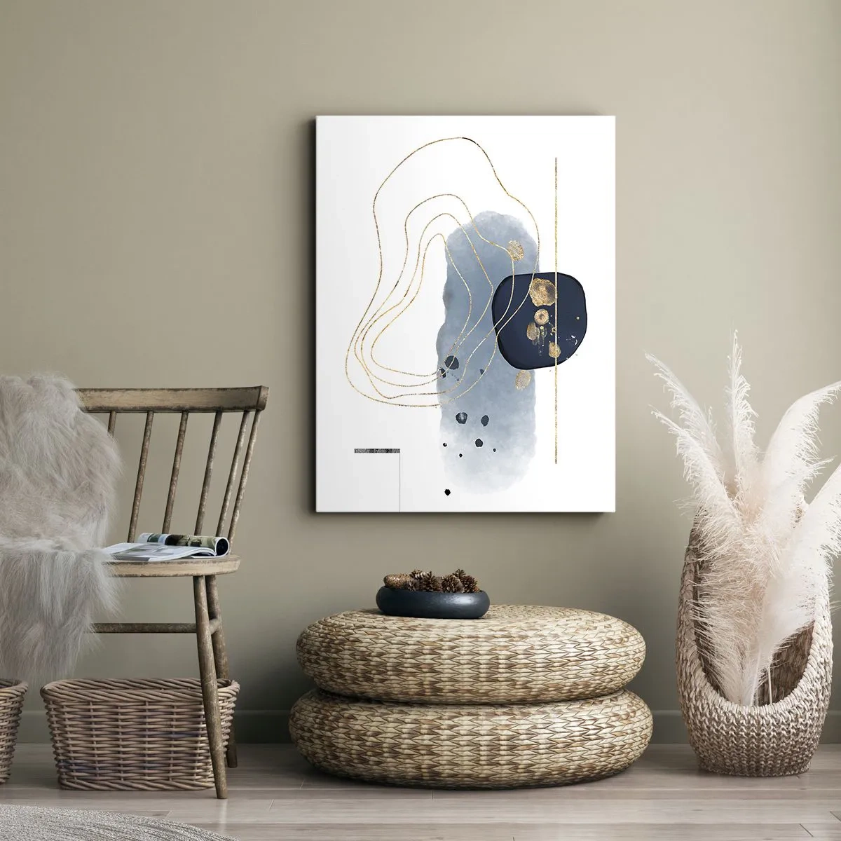Obraz na plátně - Modro-zlatá fantazie - 45x80 cm