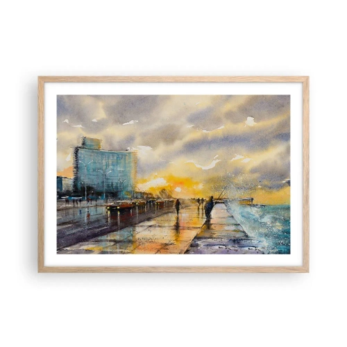 Plakát v rámu světlý dub - Život na pobřeží - 70x50 cm