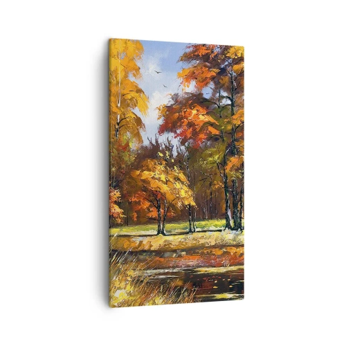 Obraz na plátně - Krajinka ve zlaté a hnědé - 45x80 cm