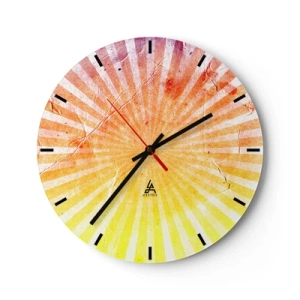 Nástěnné hodiny - Zářivý vzor v barvách východu a západu slunce - 30x30cm - Východy a západy - Moderní nástěnná dekorace do obývacího pokoje, kuchyně a ložnice ARTTOR