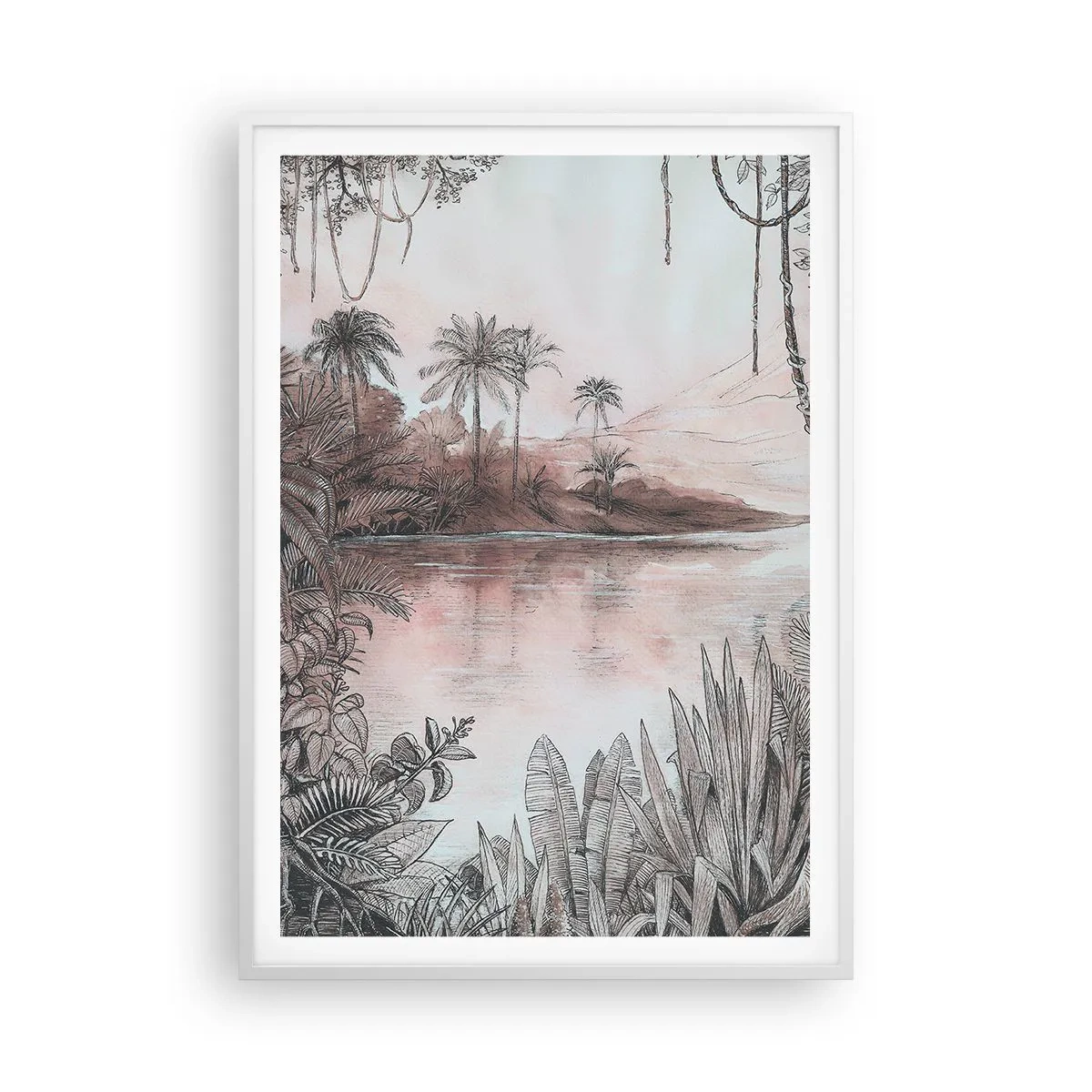 Plakát v bílém rámu - Deník cestovatele z 19. století - 70x100 cm