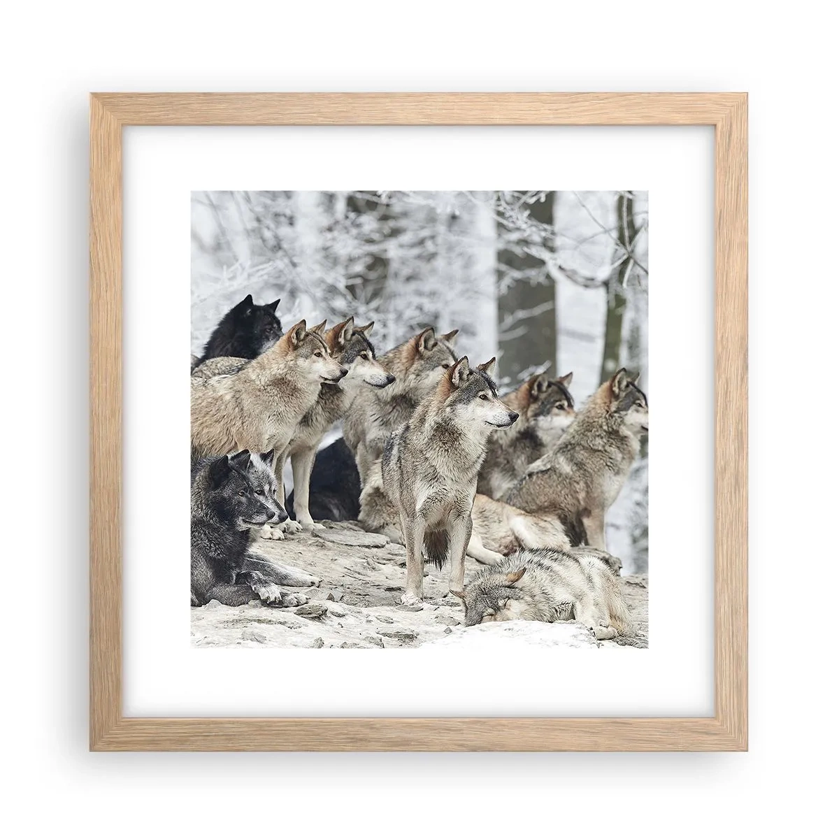 Plakát v rámu světlý dub - Rodina a přátelé - 30x30 cm