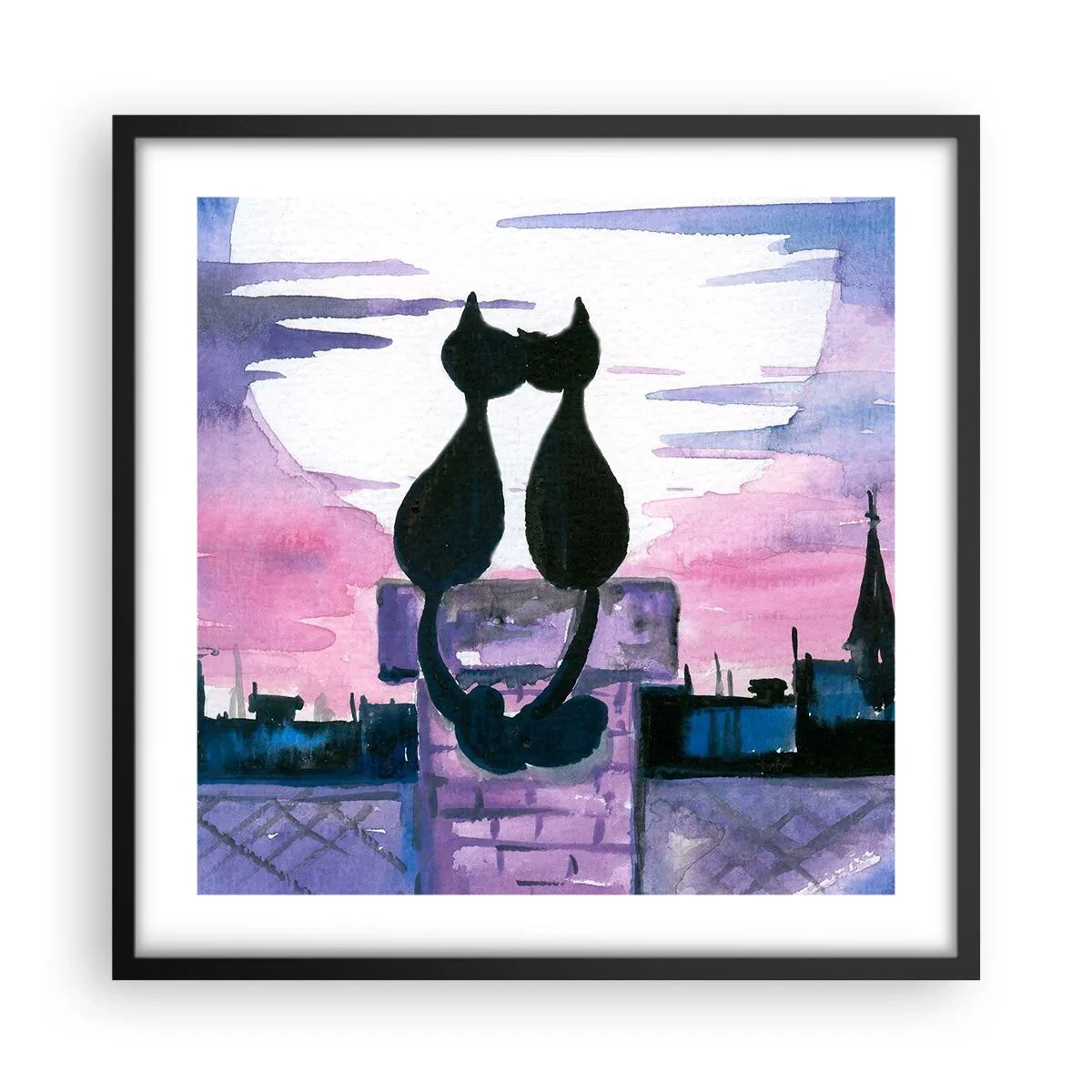 Plakát v černém rámu - Rendez-vous pod měsíčkem - 50x50 cm