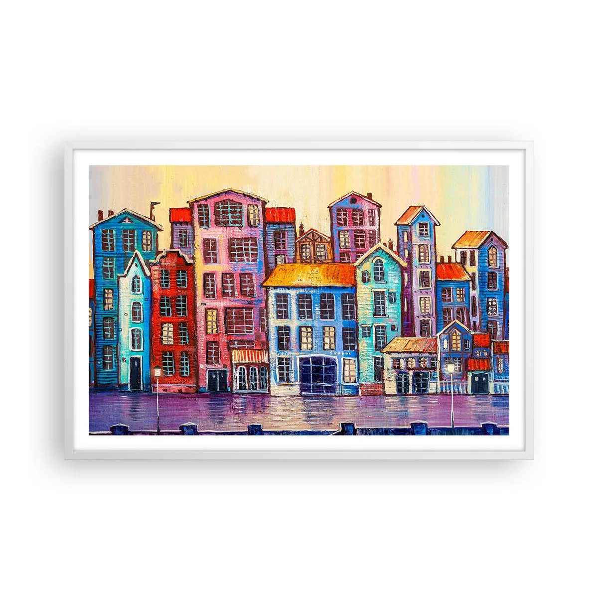 Plakát v bílém rámu - Město jako z pohádky - 91x61 cm