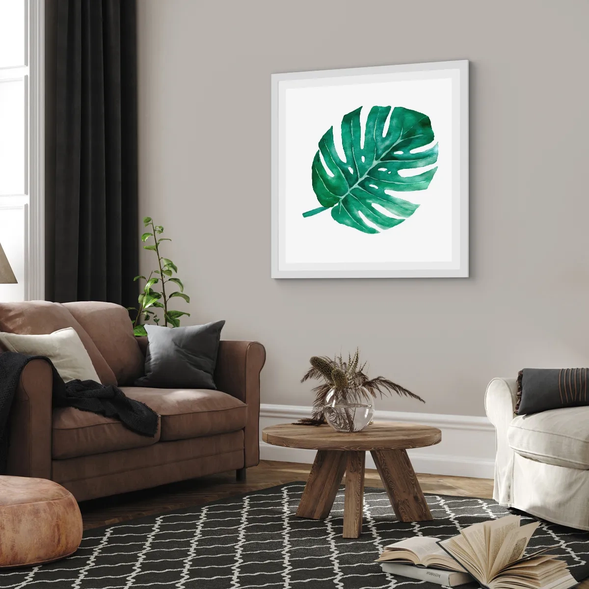 Plakát v bílém rámu - Zelený koncept - 60x60 cm