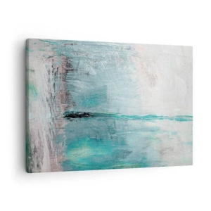 Obraz na plátně - Abstrakce v odstínech tyrkysové a šedé - 70x50cm - Horizontálně v modři - Moderní nástěnná dekorace do obývacího pokoje a ložnice ARTTOR