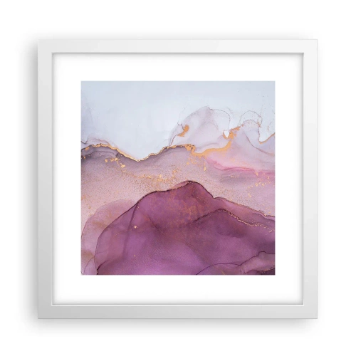 Plakát v bílém rámu - Fialové a lilové vlny - 30x30 cm