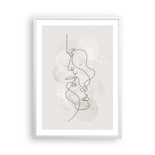 Plakát v bílém rámu - Zamotaní v objetí - 50x70 cm