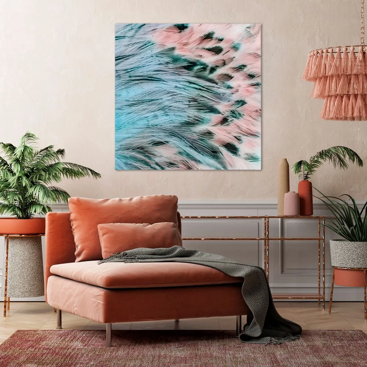 Obraz na plátně - Safírově růžové chmýří - 60x60 cm