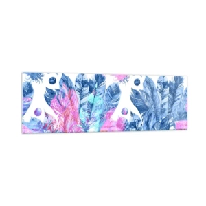 Obraz na skle - Chocholy v růžové a blankytné - 160x50 cm