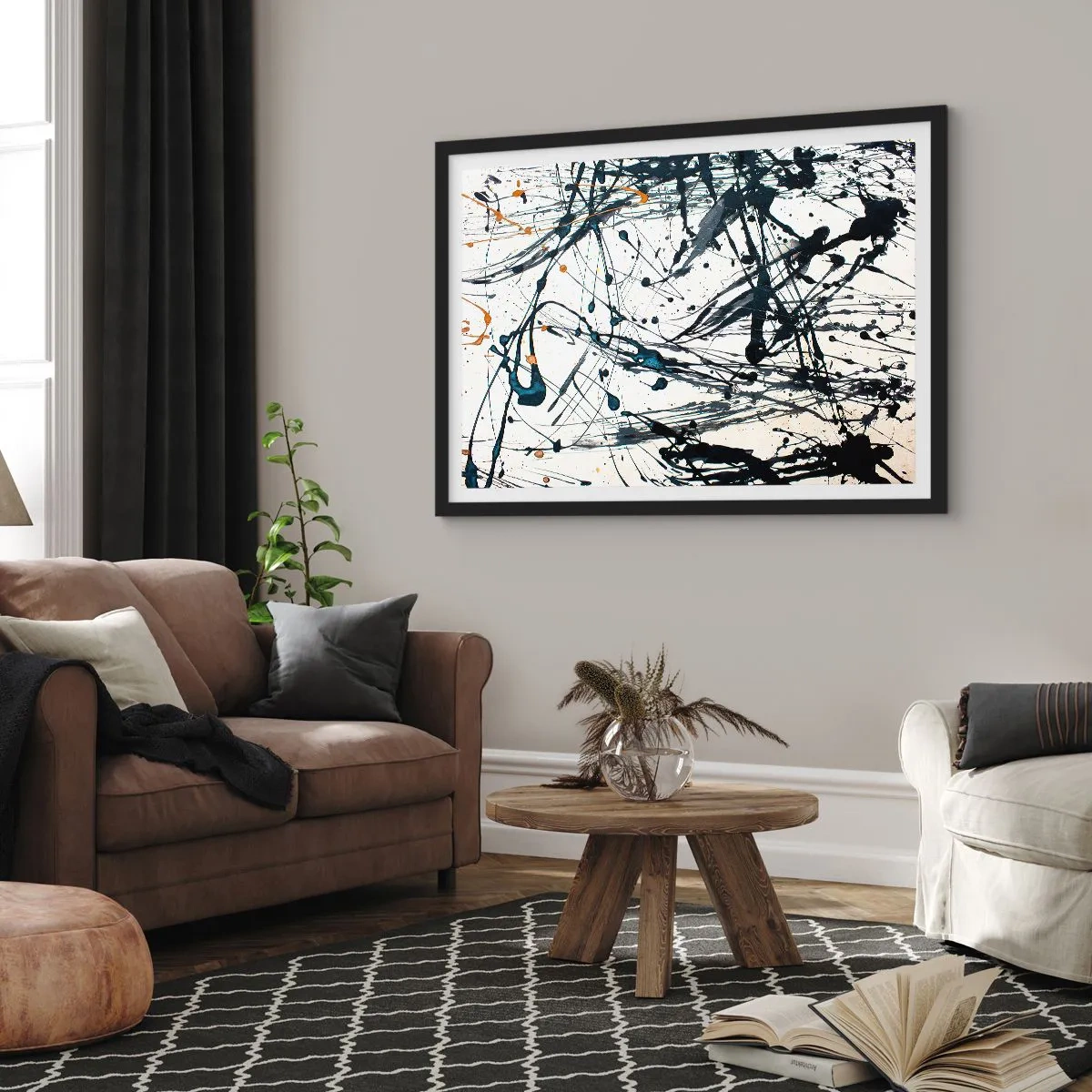 Plakát v černém rámu - Expresionistická abstrakce - 70x50 cm