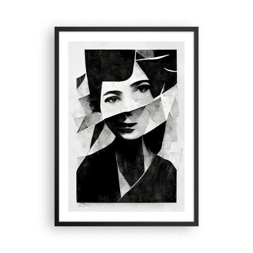 Plakát v černém rámu - Portrét ženy v abstraktní kompozici - 50x70cm - Něco o tobě… - Moderní nástěnná dekorace do obývacího pokoje a ložnice ARTTOR