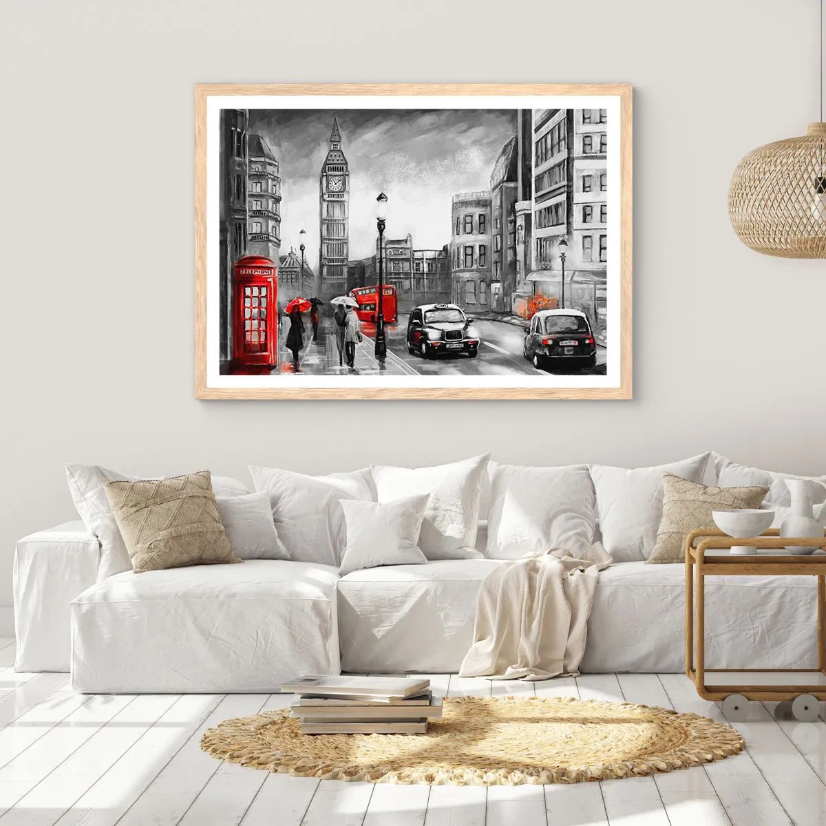 Plakát v rámu světlý dub - Vůbec ne šedé město - 40x30 cm