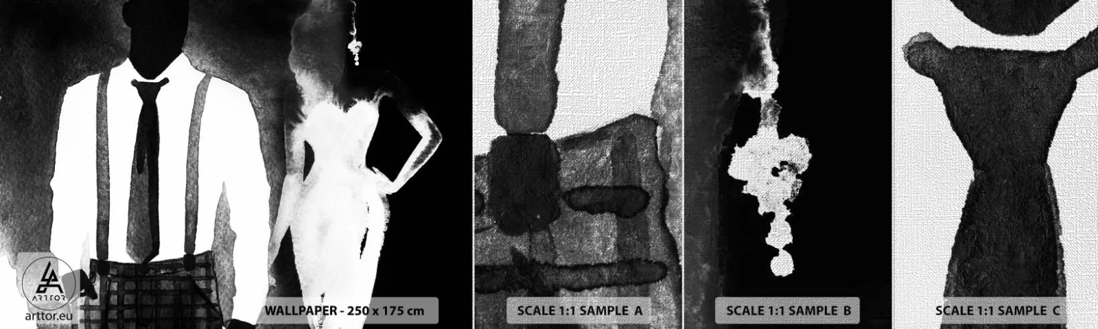 Vzor Fototapety Premium Canvas - Ve stylu noir - Abstrakce, Žena a muž, Móda - 100x30 cm